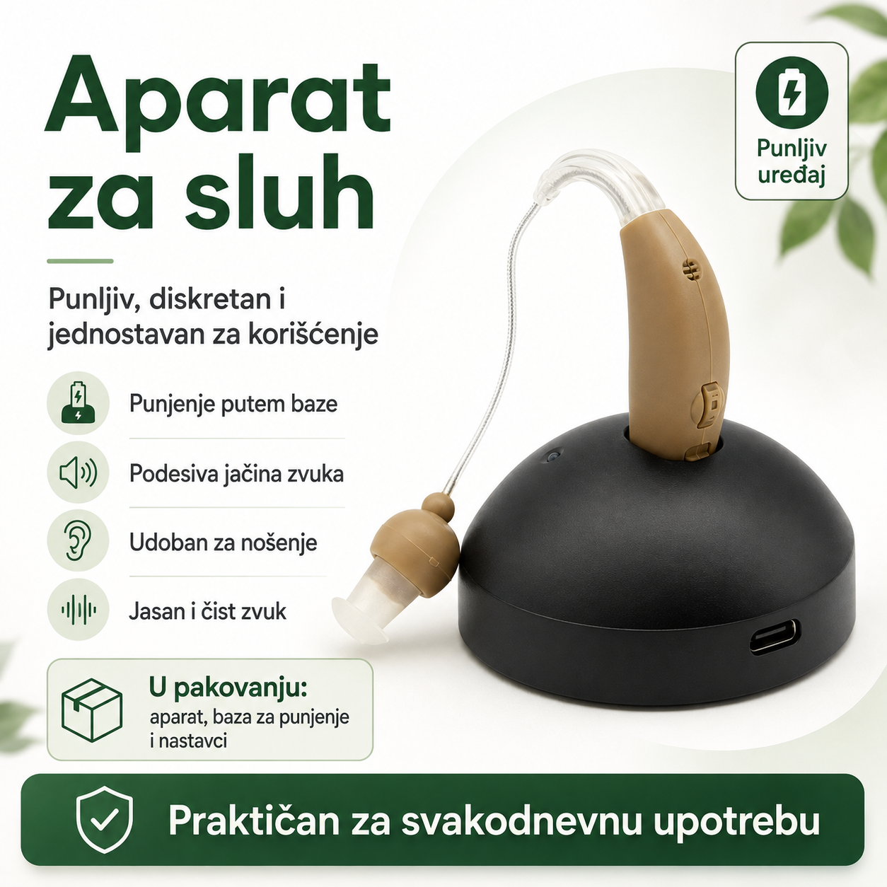 Aparat za sluh sa punjačem