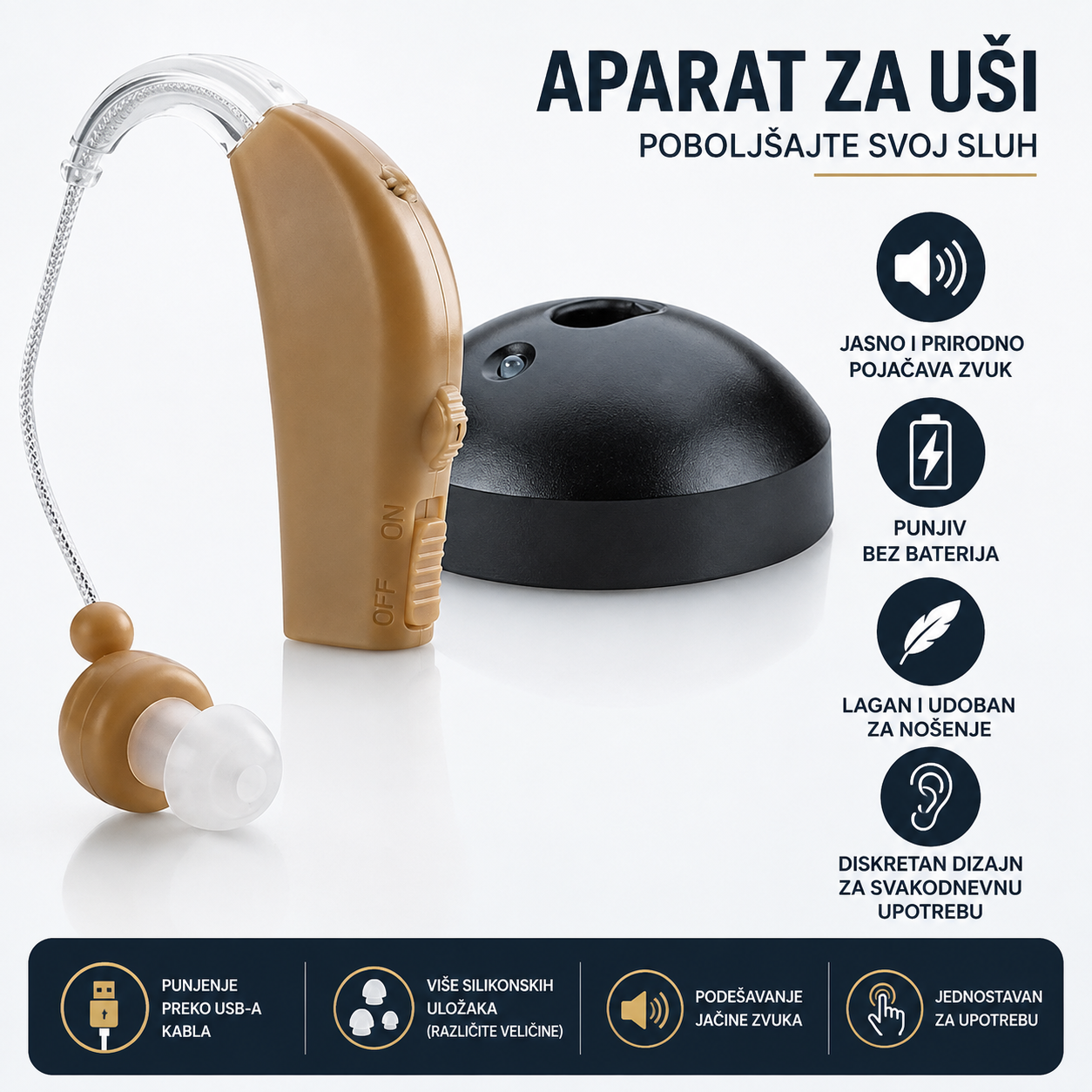 Aparat za sluh sa punjačem