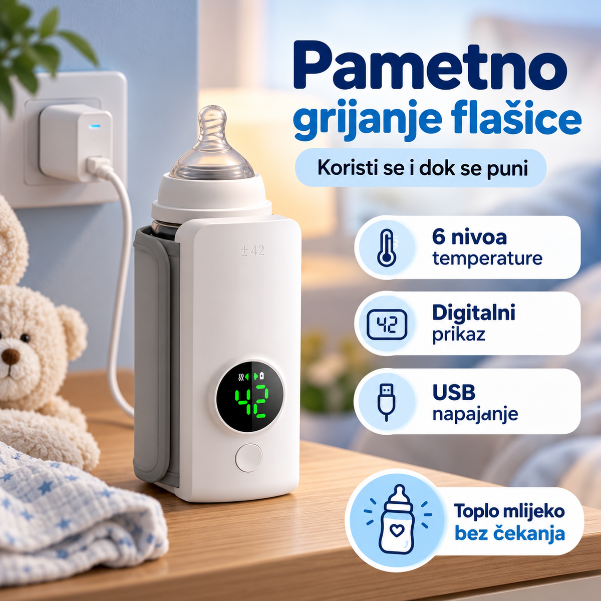 Superbrzi Prenosni Grijač Flašice