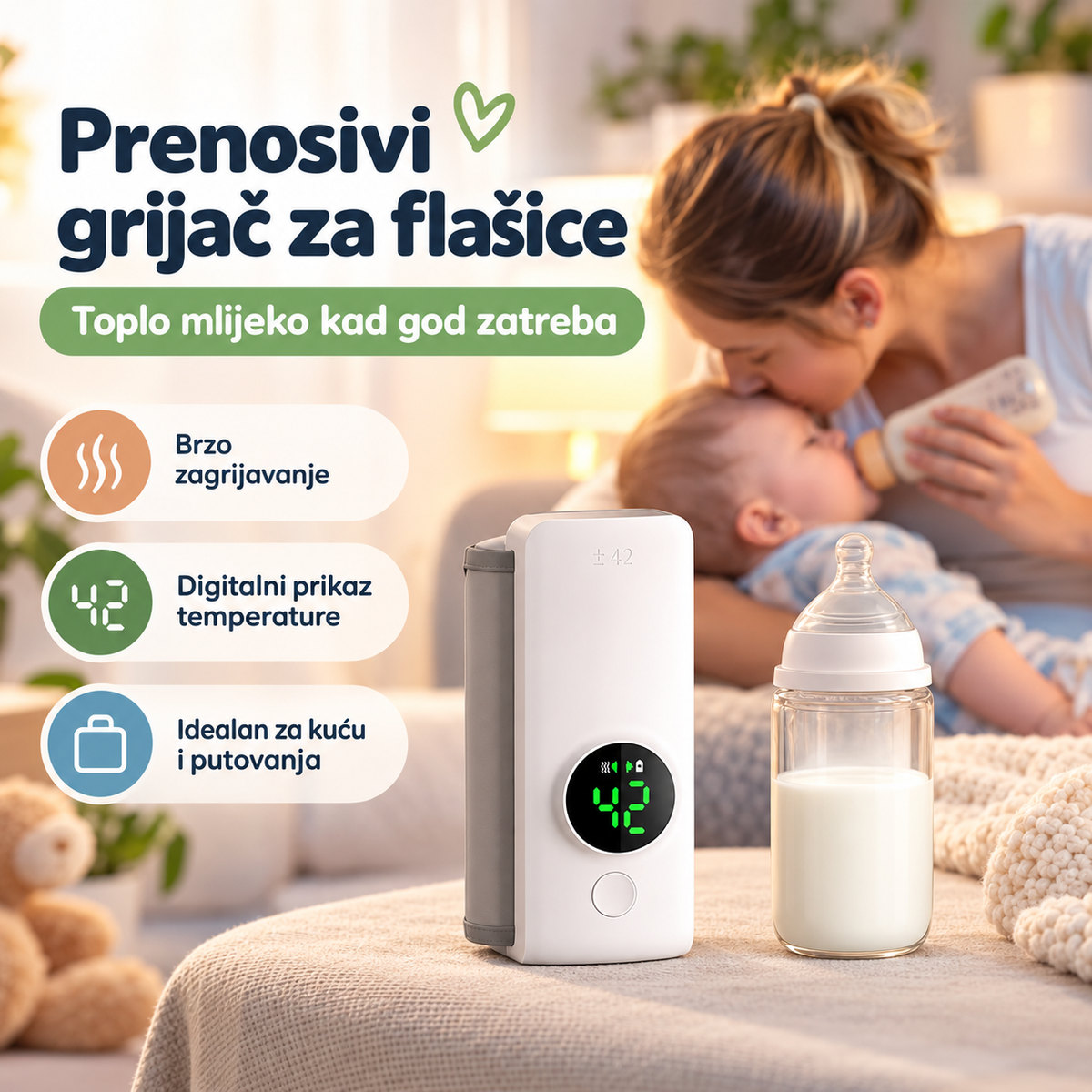 Superbrzi Prenosni Grijač Flašice